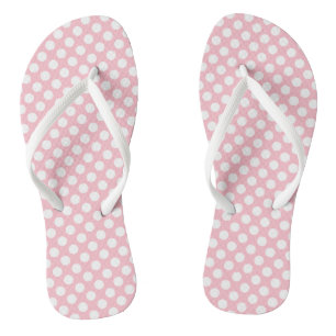 Weiß auf rosa mittelgroße Polka-Punkte Flip Flops