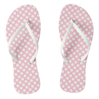 Weiß auf rosa mittelgroße Polka-Punkte Flip Flops