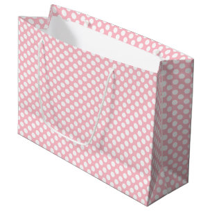 Weiß auf rosa mittelgroße Polka-Punkte Große Geschenktüte