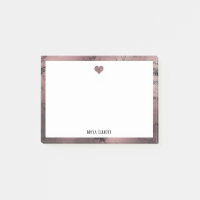 Weiß auf Rose Gold Marmorherz & Border, Name