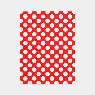 Weiß auf rot große Polka-Punkte Fleecedecke