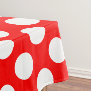 Weiß auf rot große Polka-Punkte Tischdecke