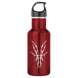 Weiß auf Rotem Stammeshirnschädel Jagd Design Edelstahlflasche