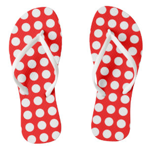 Weiß auf roten, großen horizontalen Polka-Punkten Flip Flops