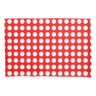 Weiß auf roten, großen horizontalen Polka-Punkten Kissenbezug