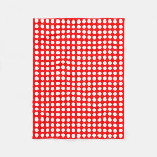 Weiß auf roten mittelgroßen horizontalen Polka-Pun Fleecedecke