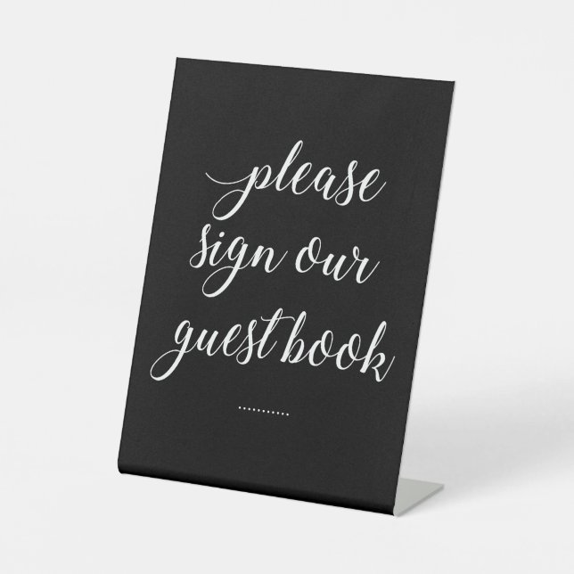 Weiß auf schwarz Bitte unterschreiben Sie unsere G Sockelschild (Vorderseite)