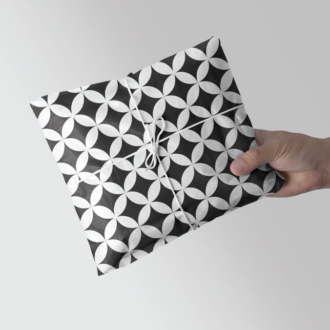 Weiß auf Schwarz Diamond Geometric Seidenpapier (Von Creator hochgeladen)
