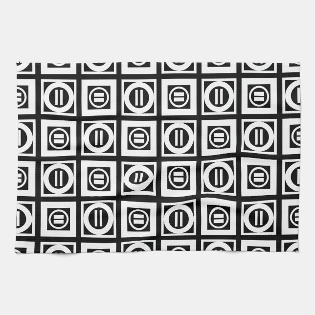Weiß auf schwarz geometrischem Muster Geschirrtuch (Horizontal)