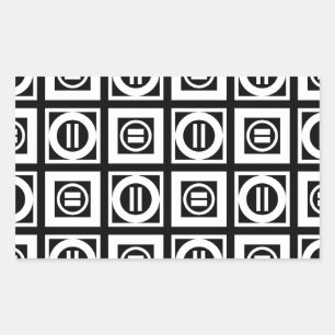 Weiß auf schwarz geometrischem Muster Rechteckiger Aufkleber