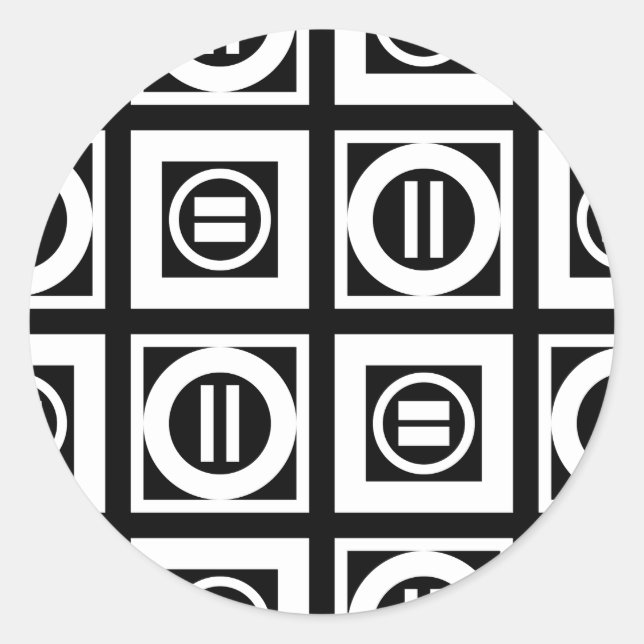 Weiß auf schwarz geometrischem Muster Runder Aufkleber (Vorderseite)