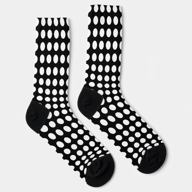 Weiß auf Schwarz Groß Horiz. Polka Dots Socks Socken (Rechts)