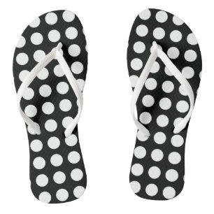 Weiß auf schwarz großen horizontalen Polka-Punkten Flip Flops
