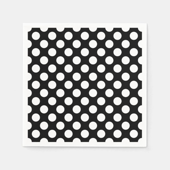 Weiß auf schwarz-großformatigen Polka Dots Paper Serviette (Vorderseite)