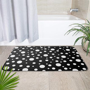 Weiß auf Schwarz Polka Dot Muster Badematte