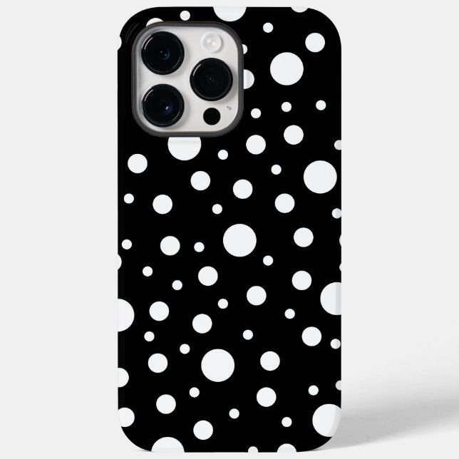 Weiß auf Schwarz Polka Dot Muster Case-Mate iPhone Hülle (Rückseite)