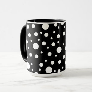 Weiß auf Schwarz Polka Dot Muster Tasse