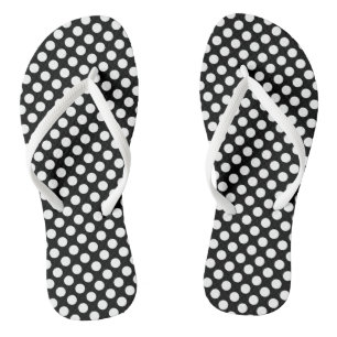Weiß auf schwarzen mittelgroßen Polka-Punkten Flip Flops