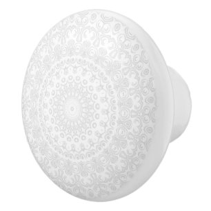 Weiß auf Weiß Minimal Mandala Muster Keramikknauf