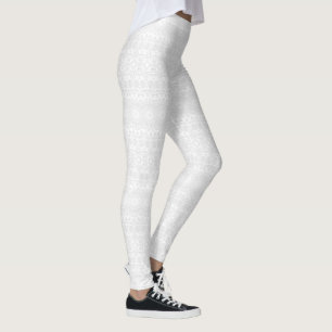 Weiß auf Weiß Minimal Mandala Muster Leggings