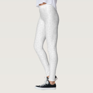 Weiß auf Weiß minimales Mandala-Muster Leggings