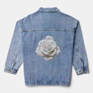 Weiß auf Weiß - Modellierte Rose Jeansjacke