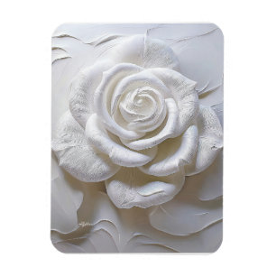 Weiß auf Weiß - Modellierte Rose Magnet