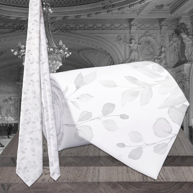 Weiß auf Weiß selten dort Eukalyptus Hochzeit Krawatte (Von Creator hochgeladen)