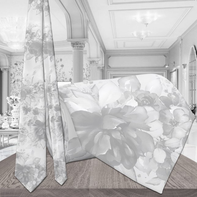 Weiß auf weißem Kaskadengewächse Blassgraue Hochze Krawatte (Von Creator hochgeladen)