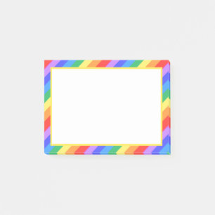 Weiß auf wunderschönen mehrfarbigen gestreiften post-it klebezettel