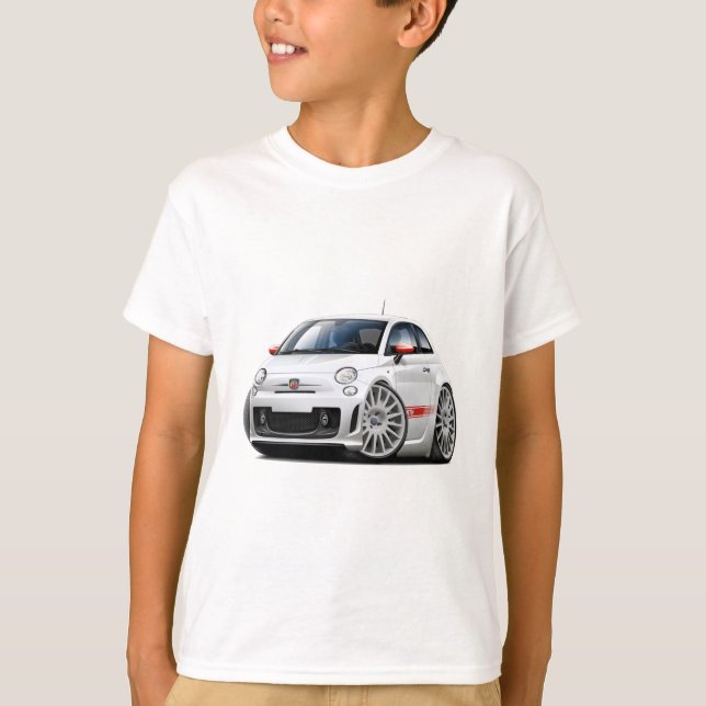 Weiß-Auto Fiats 500 Abarth T-Shirt (Vorderseite)