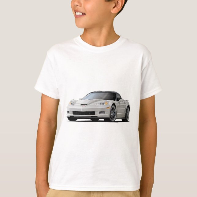 Weiß-Auto Korvette ZR1 T-Shirt (Vorderseite)