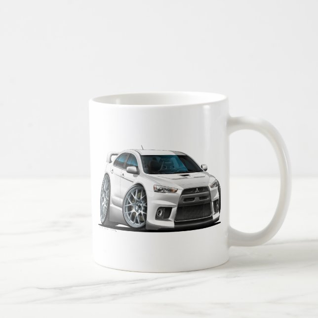 Weiß-Auto Mitsubishis Evo Tasse (Rechts)
