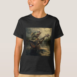 Weiß B Fische spielen B Gitarre Funny Cursed Meme T-Shirt