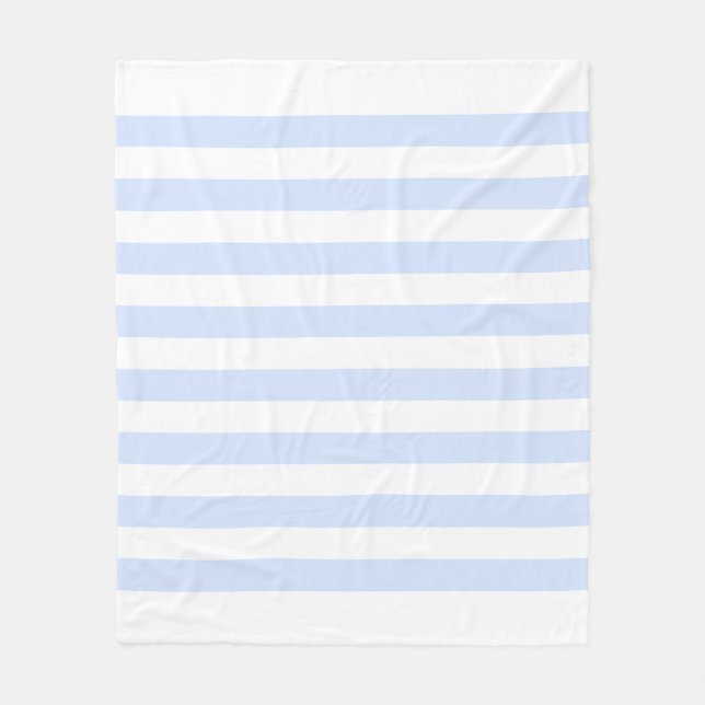 Weiß & Baby Blue Pastell Lines Muster Fleecedecke (Vorderseite)