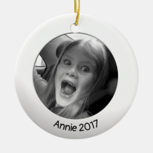 Weiß, beidseitig, 2 x benutzerdefiniertes Foto und Keramik Ornament