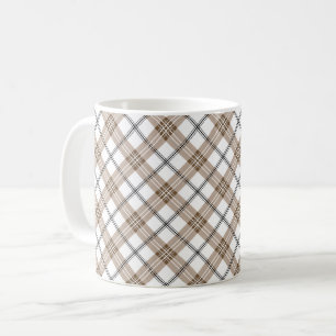 Weiß Beige Schwarz diagonales hell kariertes Muste Kaffeetasse