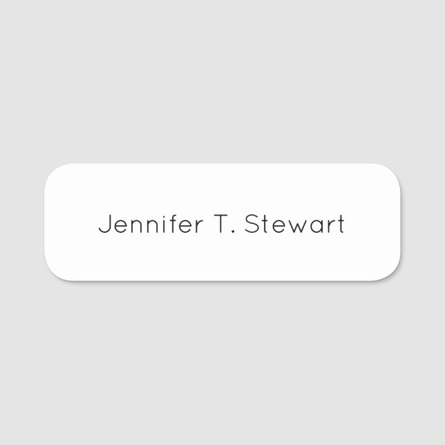 Weiß Beruflich Elegant Simple Namensschild (Vorderseite)