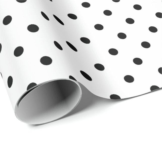 Weiß| Black Polka Dot Wrapping Paper Geschenkpapier (Rolleneckpunkt)