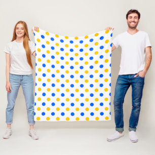 Weiß Blau Gelb Punkte Design  Fleecedecke