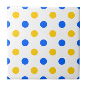 Weiß Blau Gelb Punkte Design Fliese