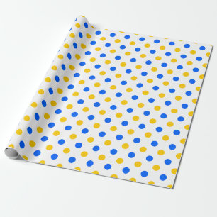 Weiß Blau Gelb Punkte Design Geschenkpapier