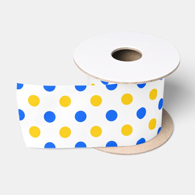 Weiß Blau Gelb Punkte Design  Satinband (Spule)