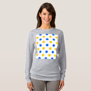 Weiß Blau Gelb Punkte Design T-Shirt