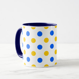 Weiß Blau Gelb Punkte Design Tasse