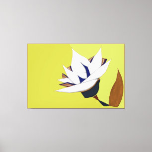 WEISS, BLAU, GOLD LOTUS LEINWANDDRUCK