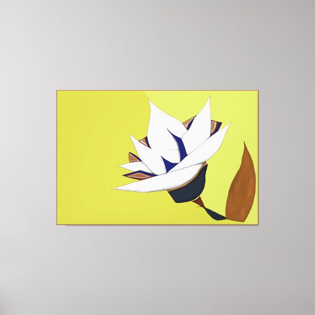 WEISS, BLAU, GOLD LOTUS LEINWANDDRUCK (Vorderseite)