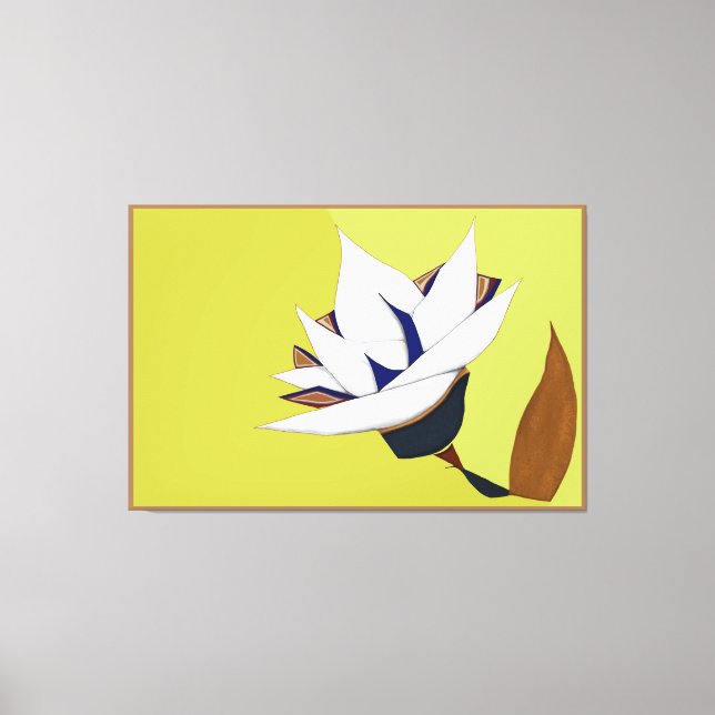 WEISS, BLAU, GOLD LOTUS LEINWANDDRUCK (Vorderseite)