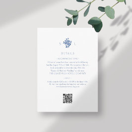 Weiß + Blau | Mit Monogramm QR-Code Hochzeitskalen Begleitkarte