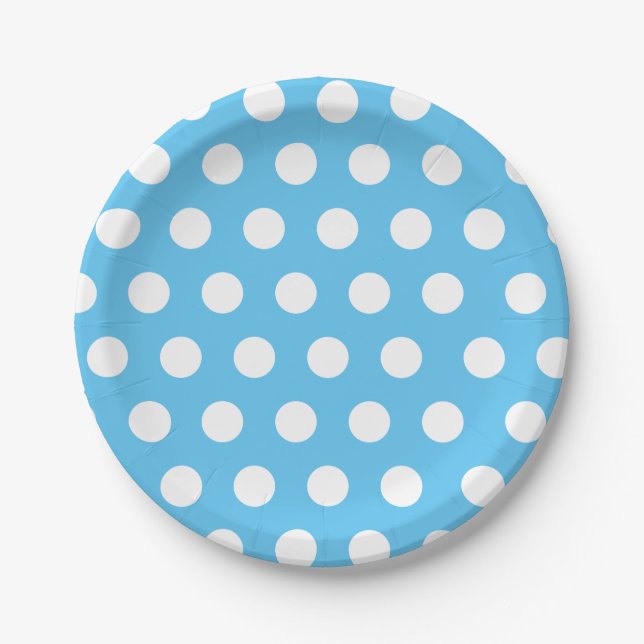 Weiß & blau Mittelgroße Polka Dot Chic Pappteller (Vorderseite)